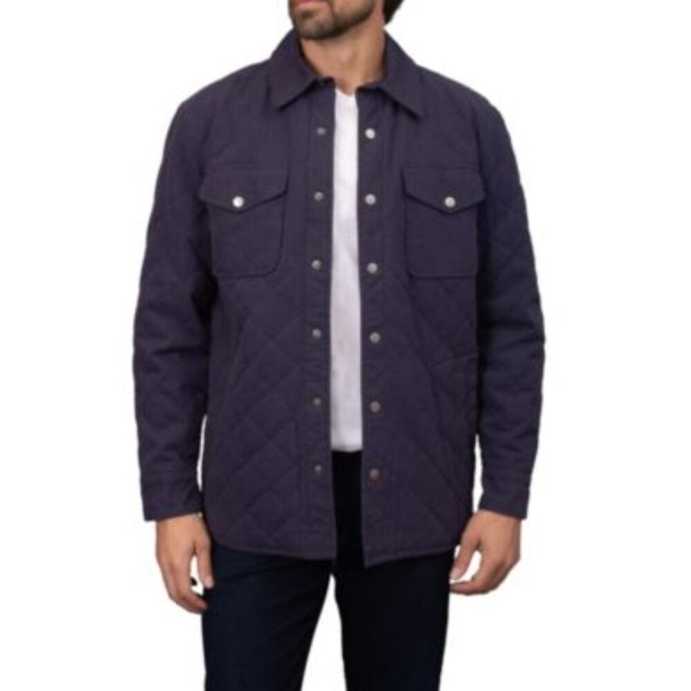 Seven for All Man Kind Snap Front Quilted Blue Utility Shacket Jacket M